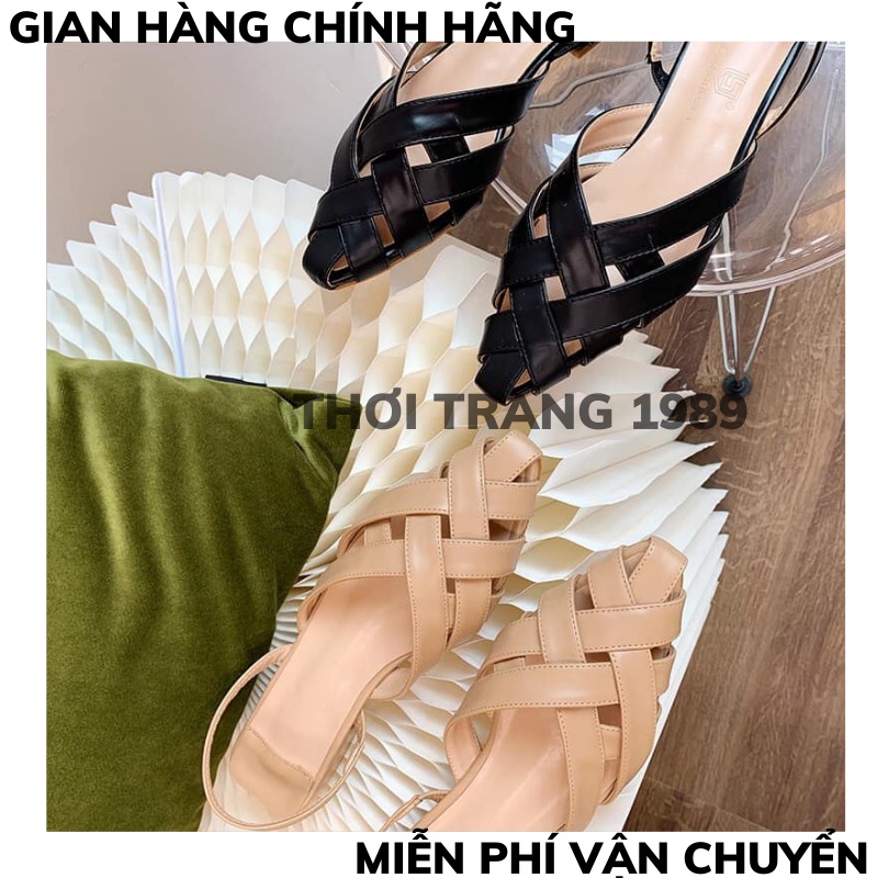 Sandal mũi nhọn đan dây- sục nữ đan dây mũi nhọn có quai hậu-dép da mềm êm chân, dép sục nữ phong cách tiểu thư siêu đẹp