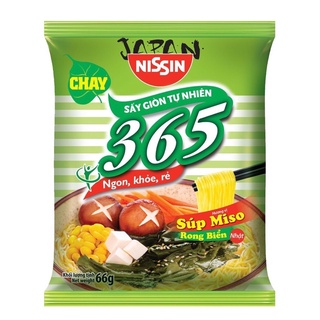 Mì Chay Nissin 365 Súp Miso Rong Biển  Thùng 30 gói