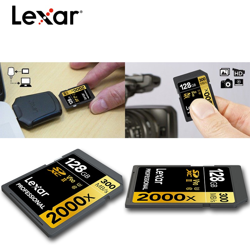 Thẻ Nhớ Lexar 2000x 128GB 64GB 32GB Sd Sdxc Uhs-ii U3 Tốc Độ Cao Cho Máy Ảnh 3d 4k Kỹ Thuật Số Slr
