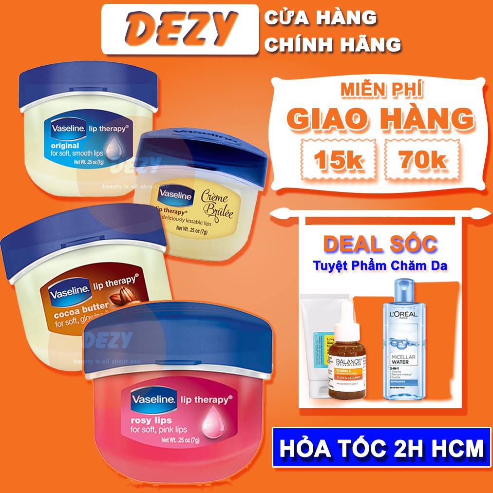 [HÓA ĐƠN ĐỎ] Hũ Son Dưỡng Môi Vaseline Không Màu - Có Thể Thay Mặt Nạ Ngủ Môi Laneige Giảm Môi Thâm Dưỡng Ẩm Dezy Shop