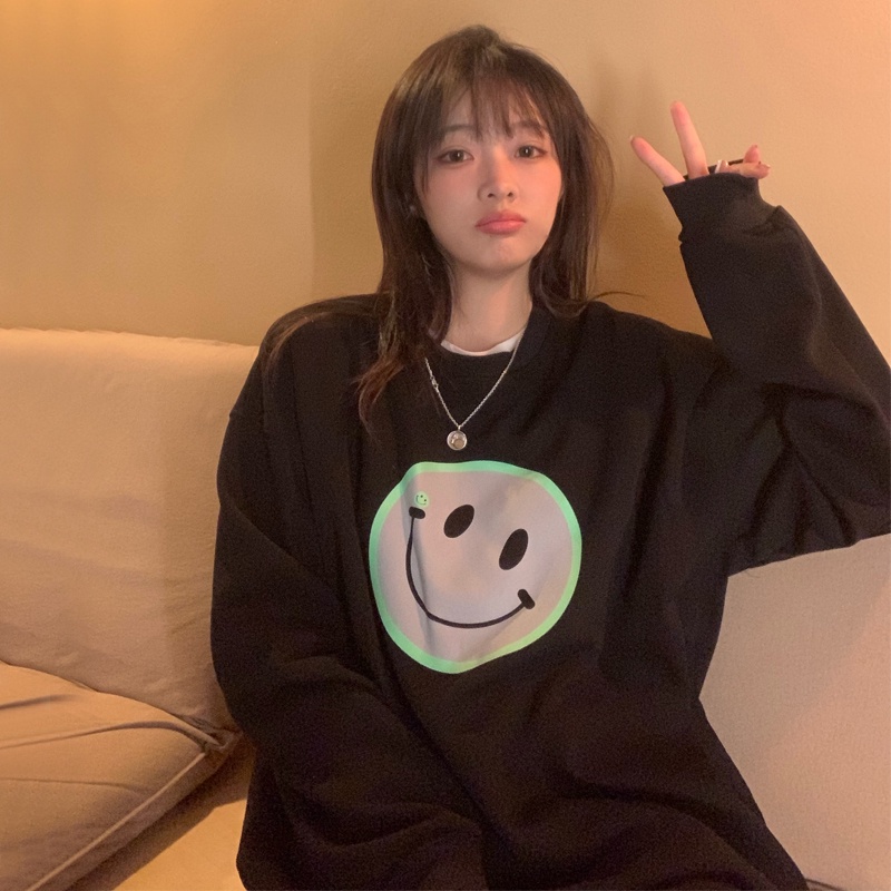 Áo thun nữ ZHELIHANGFEI tay dài form rộng họa tiết in kiểu dáng đơn giản dễ phối đồ