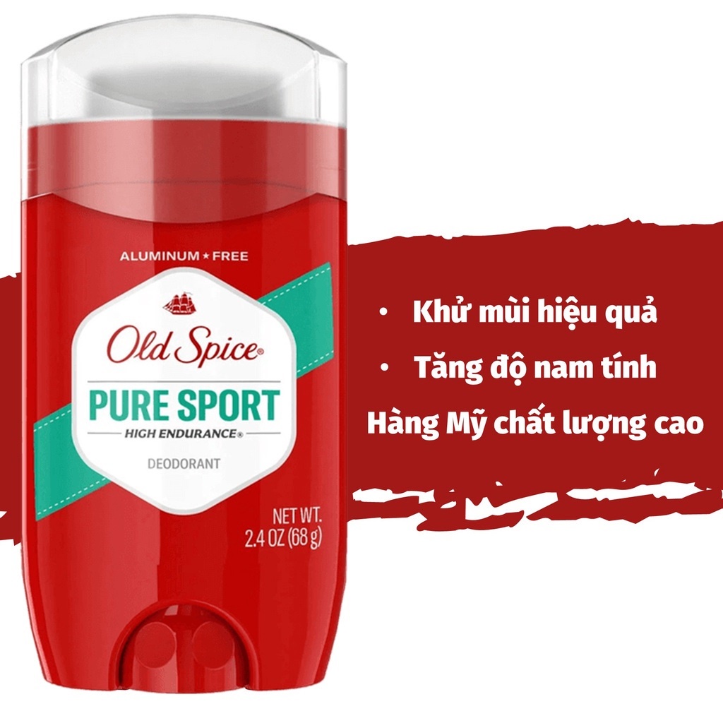 Lăn khử mùi nam Old Spice Pure Sport High Endurance 85g - 63g Hộp đỏ