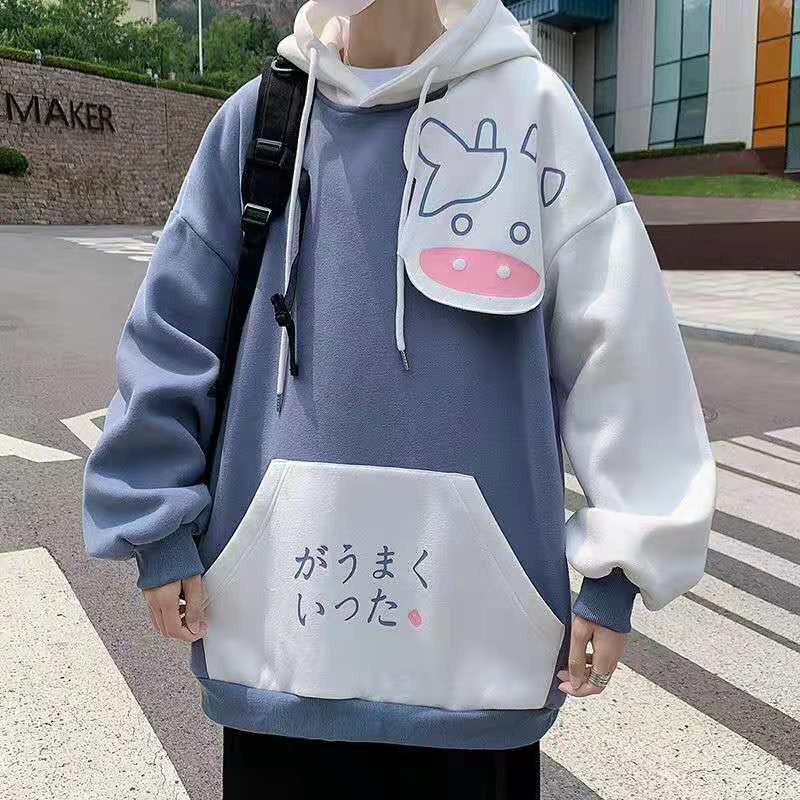 Áo hoodie dài tay dáng rộng phong cách Hàn Quốc thời trang xuân thu 2021 cho nam