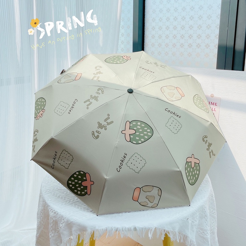 Dù Gấp Tự Động Chống Tia Cực Tím Họa Tiết Dễ Thương