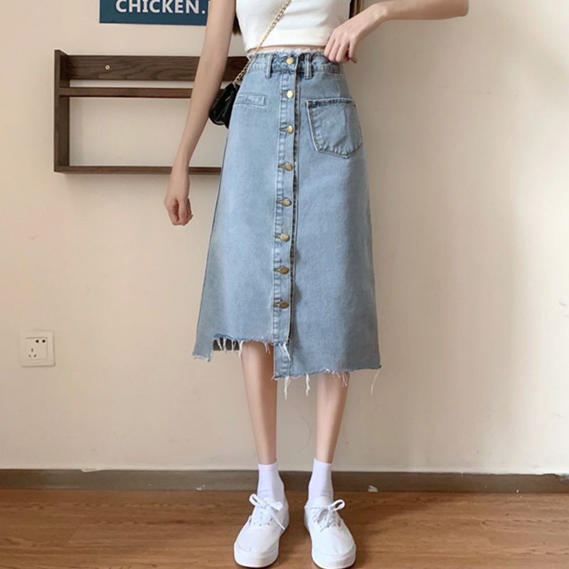 🍃 MẪU CHÂN VÁY JEANS DEMIN DÁNG DÀI LƯNG CAO 🍃