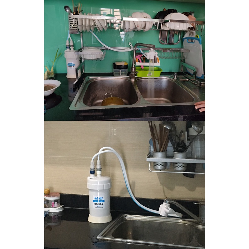 Máy lọc nước tại vòi Kitz OSS-T7 công nghệ màng lọc sợi rỗng từ Nhật Bản - Lọc Clo, tạp chất và vi khuẩn có hại