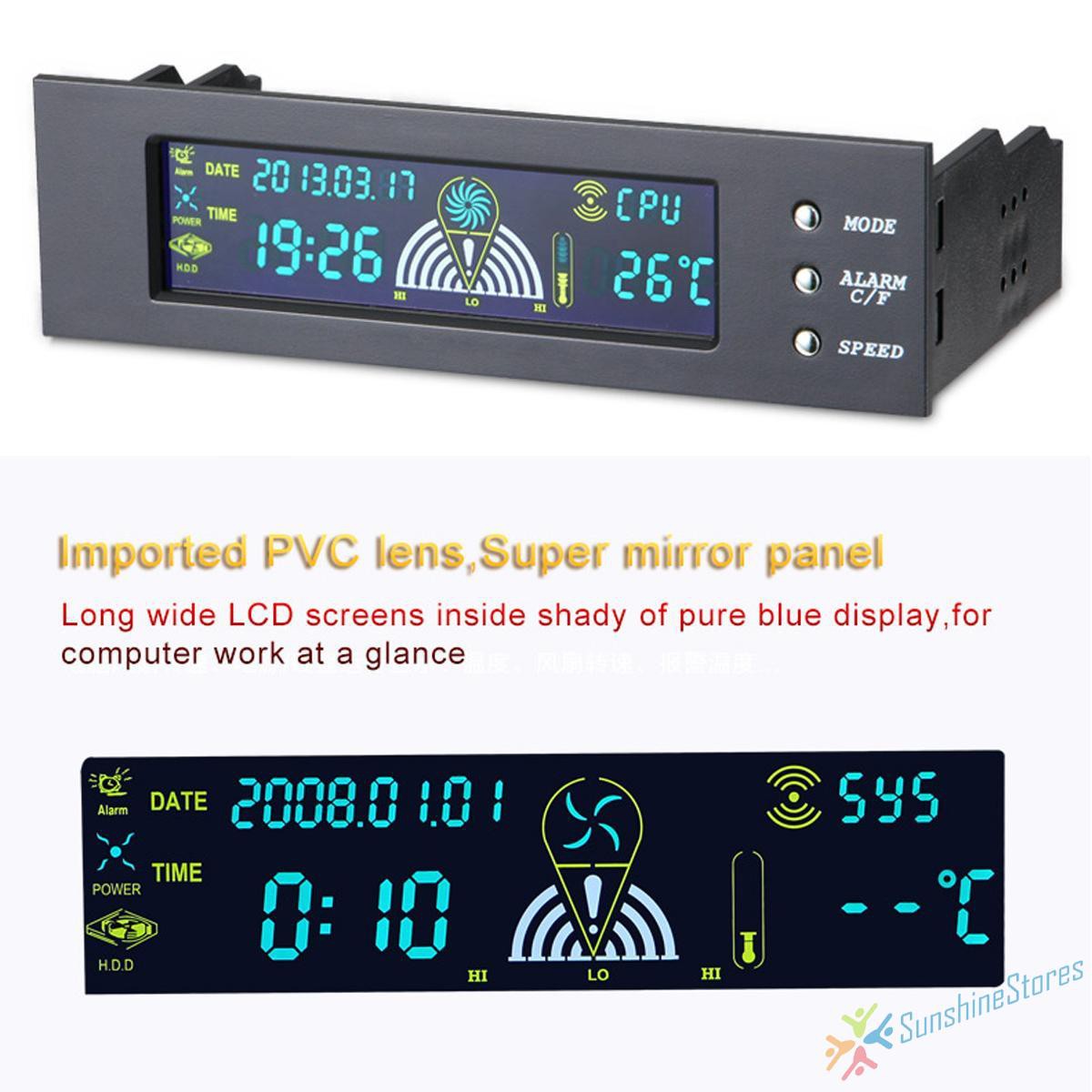 Bảng Điều Khiển Nhiệt Độ Cpu Máy Tính Màn Hình Lcd 3 Cánh 5.25 "