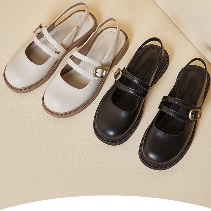 Giày xinh- Sandal marry hở gót đế bằng có quai hậu ZINZIN868 chất da mềm phong cách cổ điển