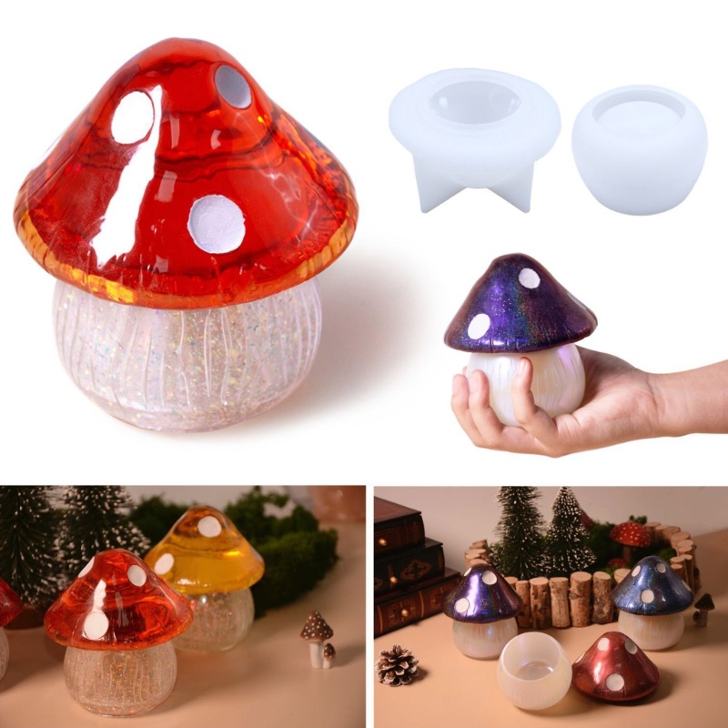 Sa Khuôn Silicone Làm Hộp Đựng Đồ Hình Nấm Tiện Dụng