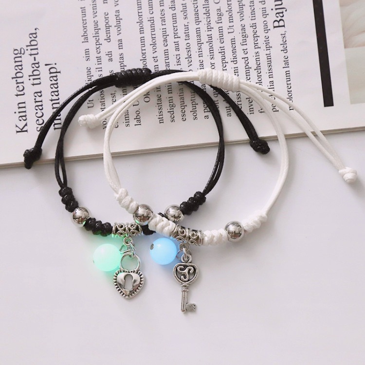 Vòng tay 925 lắc tay đơn, combo 2 combo 3 vòng đen, trắng, xanh đính đá dạ quang