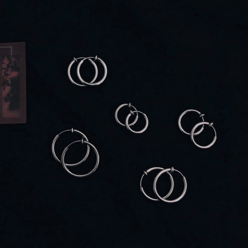 Bông Tai Dạng Kẹp Bằng Thép Titan Phong Cách Hip Hop Punk 19B179