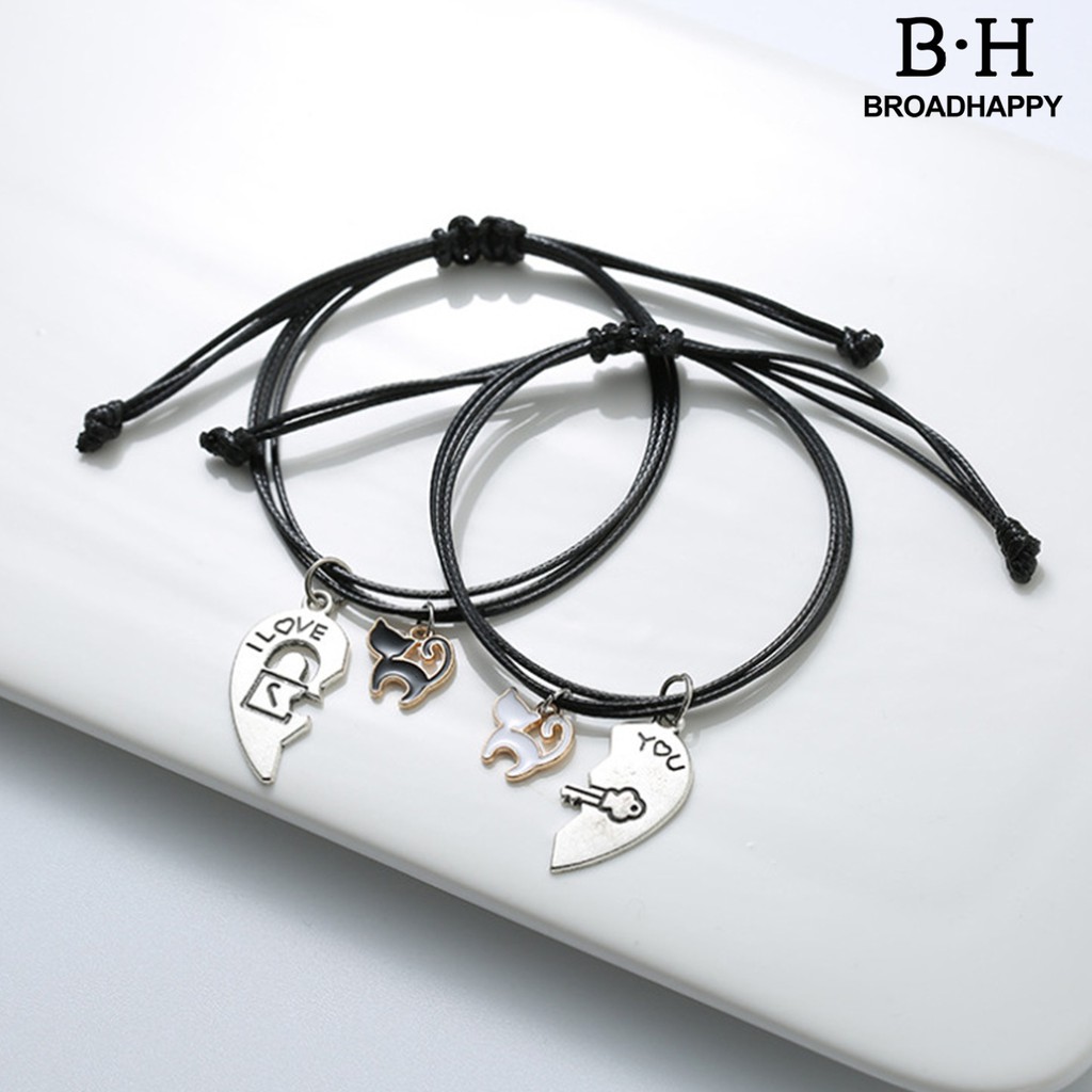 Set 2 Vòng Đeo Tay Hình Trái Tim Đẹp Mắt Cho Các Cặp Đôi