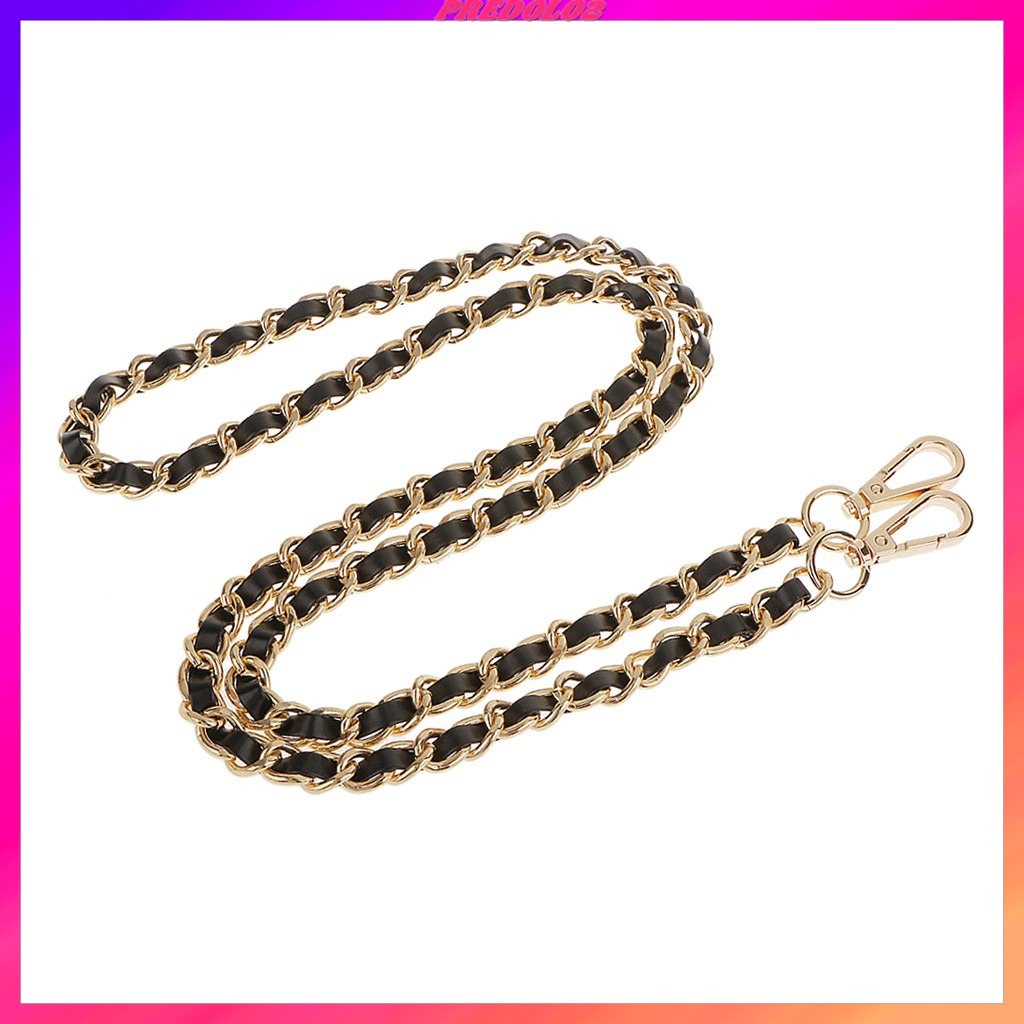 [Predolo2] Dây Xích Đeo Túi Xách Bằng Da Kim Loại Màu Xám + Đen