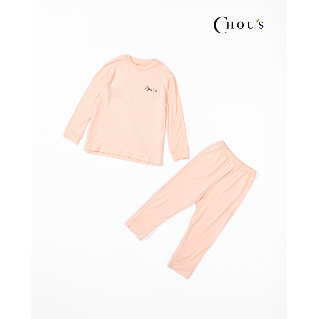 Pyjama cho bé dài tay vải bamboo cao cấp Chou's - màu hồng nhạt