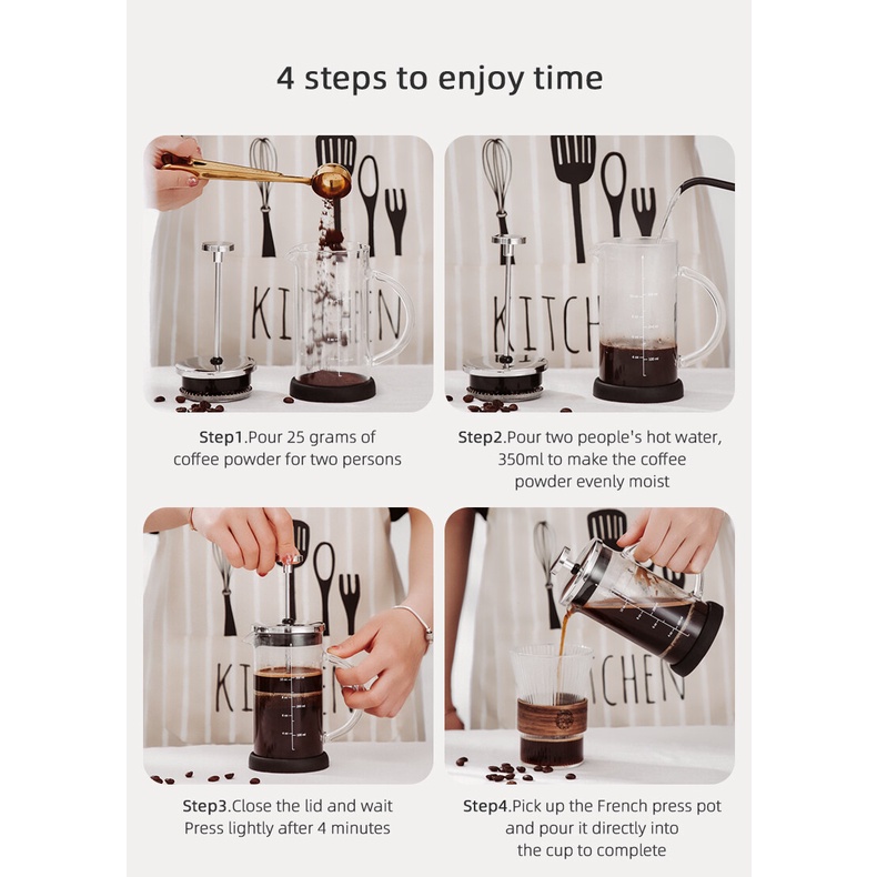 Ấm pha cà phê BINCOO 350ml/ 600ml bằng thủy tinh