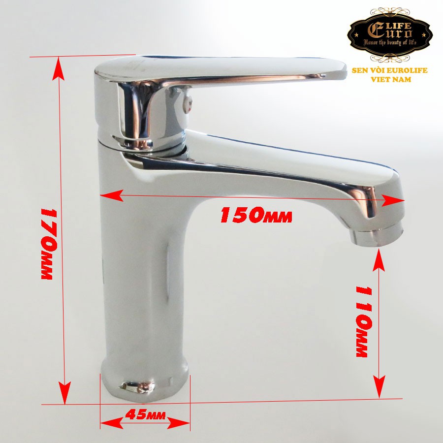 Vòi Lavabo nóng lạnh Đồng mạ Chrome Eurolife EL-7002 NEW (Trắng bạc)