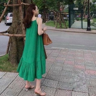 váy 2 dây dáng suông đuôi cá chất đũi hot hit