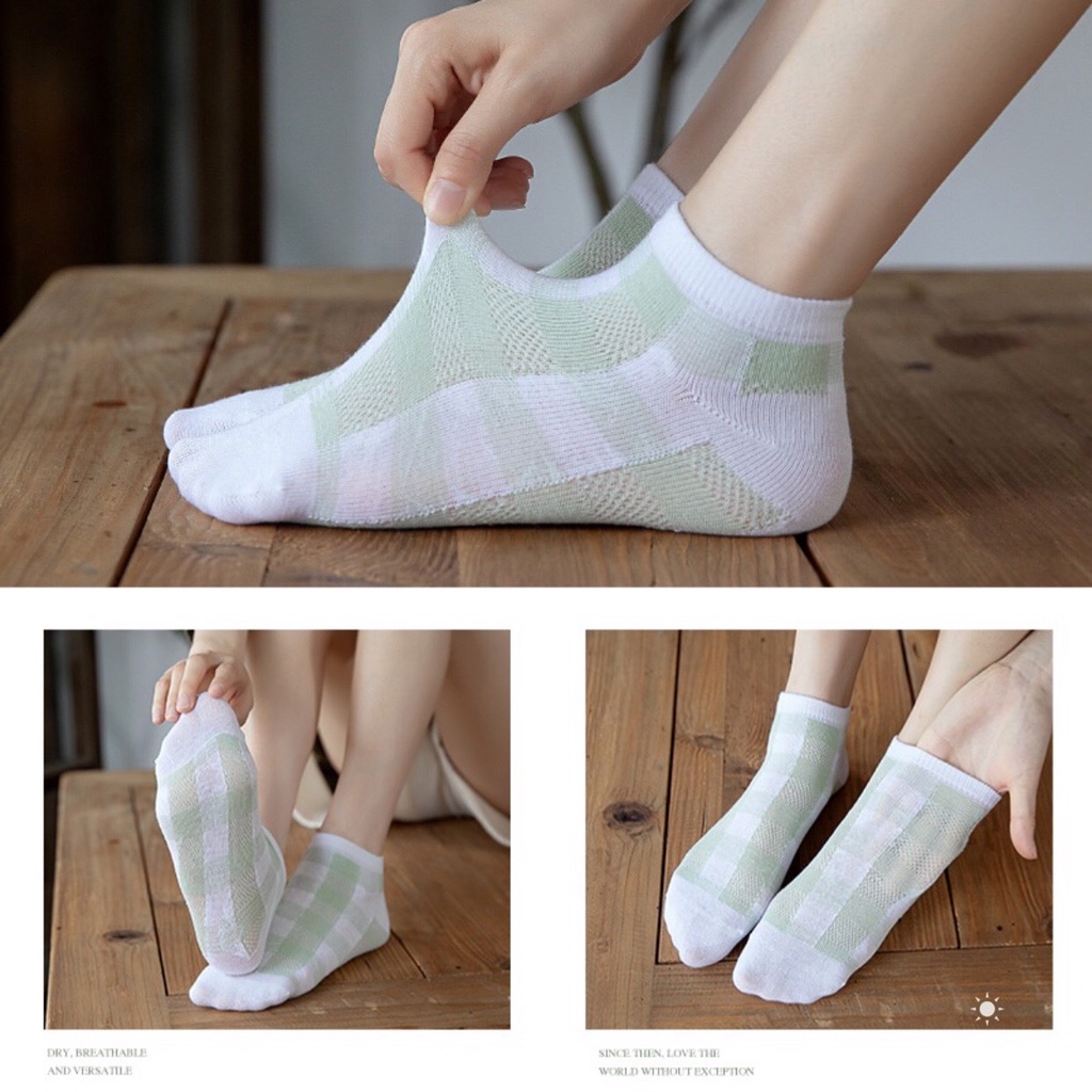 Vớ Lười Họa Tiết Dễ Thương - Tất Thoáng Khí Cotton Cổ Thấp