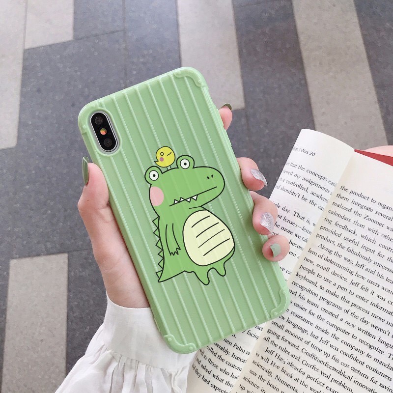 Ốp iphone vali hình khủng long xanh cho iphone 6 s plus 7 8 plus X s Xr Xsmax 11 pro max Se2