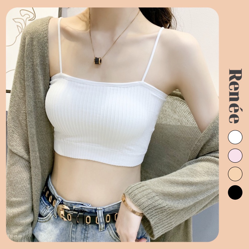 Áo bra hai dây RENEE áo croptop 2 dây chất cotton gân tăm đệm mỏng trẻ trung - AL70