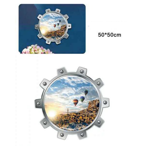 Decan dán tường 3D, tranh dán tường ô cửa sổ tàu ngầm siêu đẹp