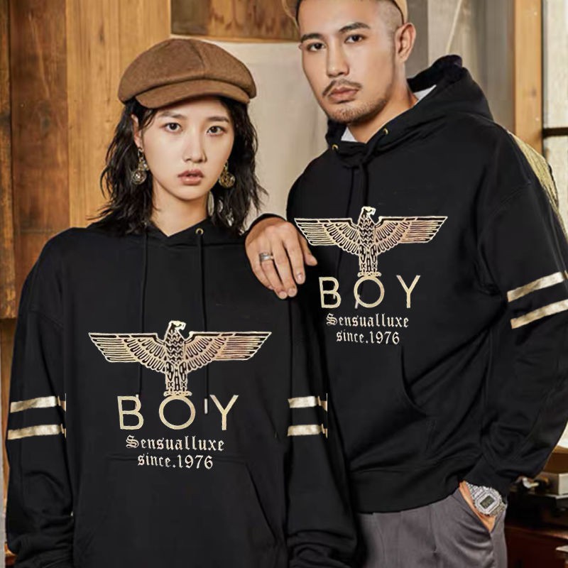 Áo Hoodie Dài Tay Dáng Rộng In Hình Đại Bàng Cá Tính Dành Cho Nam