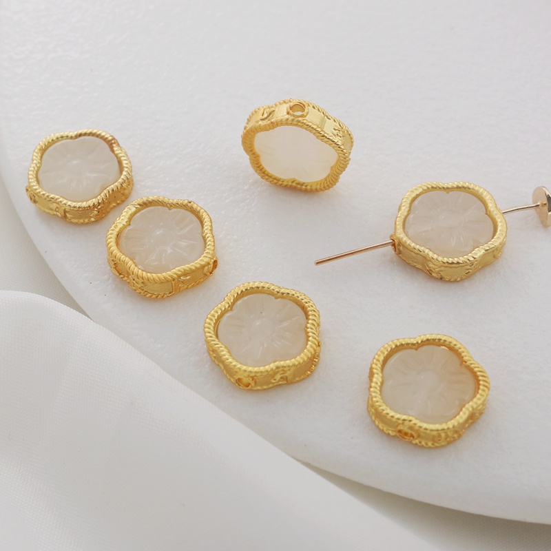 Hạt Ngọc Bích Màu Vàng Đồng Nhám 13mm Dùng Làm Trang Sức diy