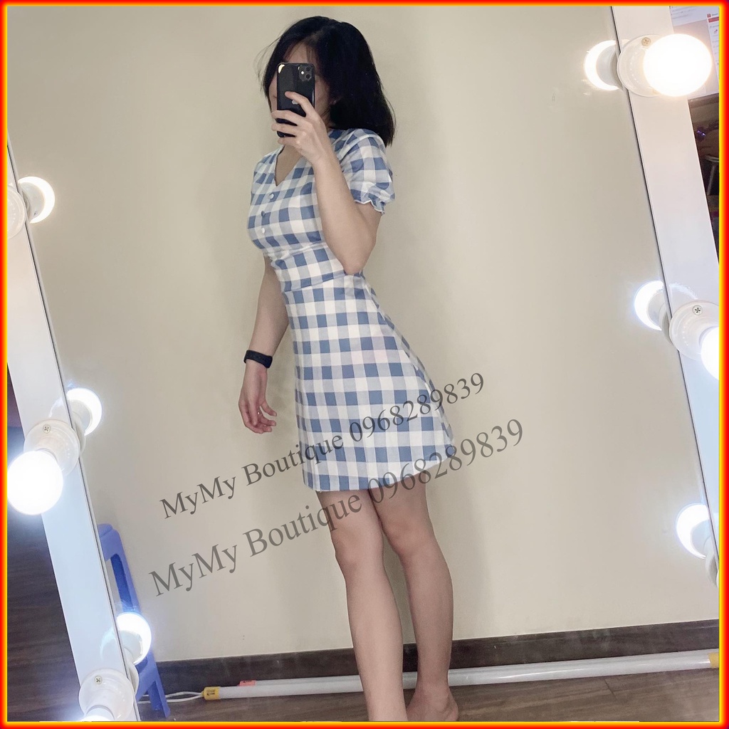 Váy Nữ Xinh, Váy Caro Tay Phồng Cổ V, Váy Bánh Bèo Tiểu Thư | BigBuy360 - bigbuy360.vn