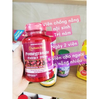 Viên UốngLựuChốngNắngNộiSinh, TrắngDa, GiảmNám #Pomegranate Extract 250mg Puritanpride Pomegranate extract 250mg