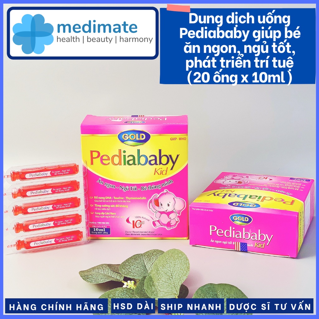 Dung dịch uống Pediababy cho bé ăn ngon, ngủ ngon, phát triển trí tuệ (20 ống, mỗi ống 10ml)