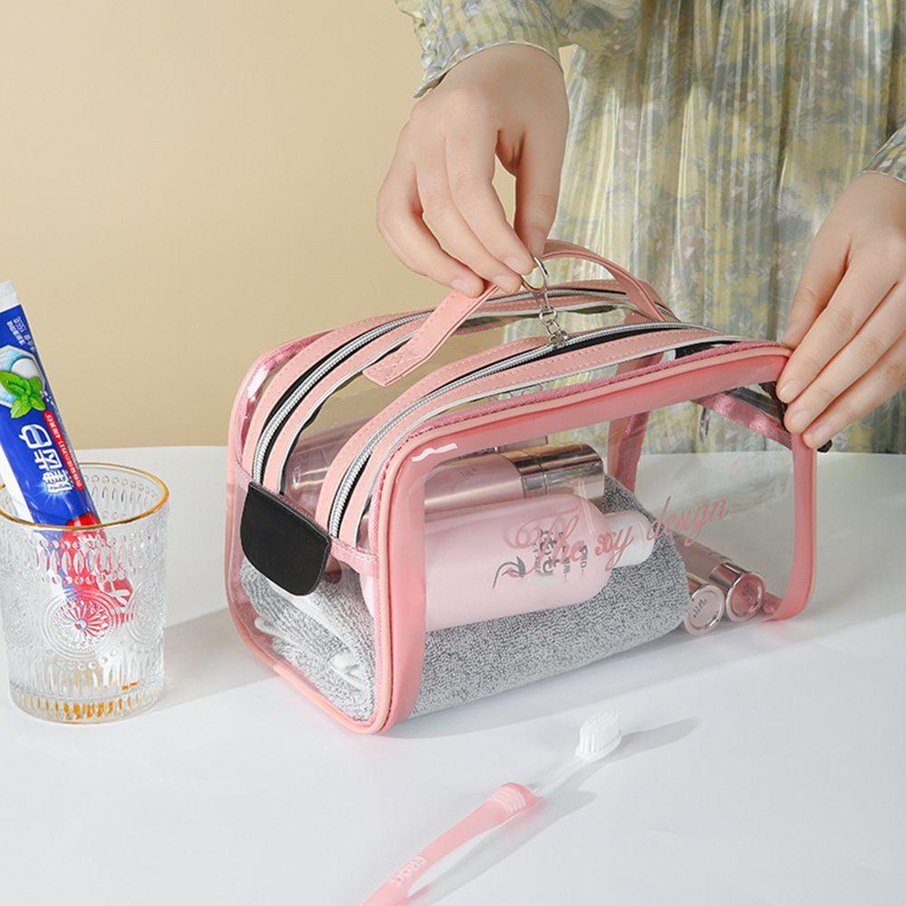 Túi Đựng Mỹ Phẩm Cỡ Lớn Bằng PVC Có Khóa Kéo Đôi Tiện Dụng