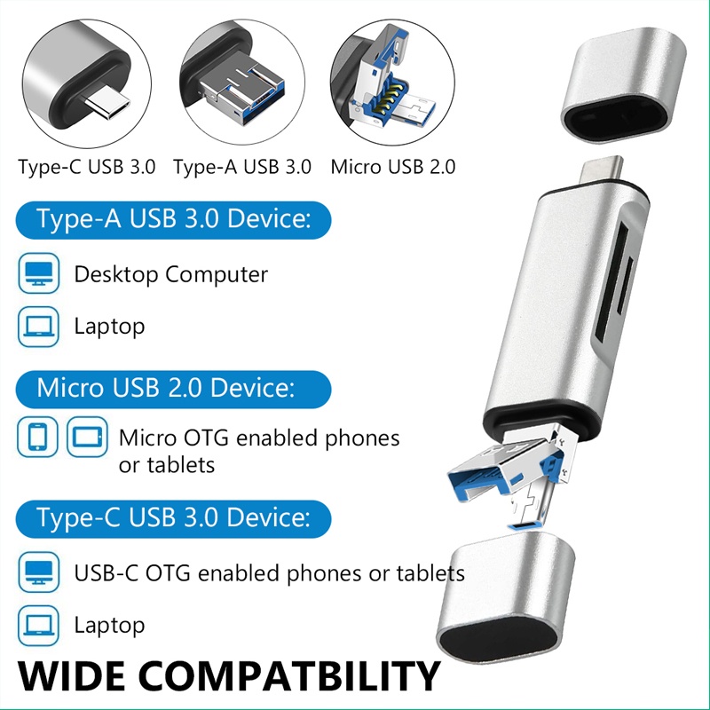 Đầu Đọc Thẻ Nhớ SD TF Micro USB 3.0 Cho Điện Thoại Xiaomi Android