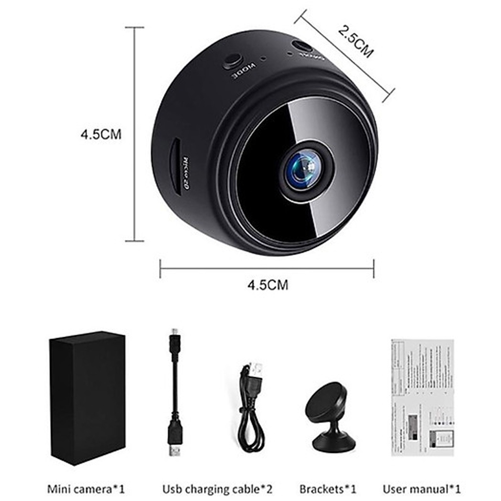 Camera không dây siêu nhỏ có WiFi Chống Trộm hành trình 4K FullHD, xem trực tiếp trên điện thoại từ xa 3G, 4G