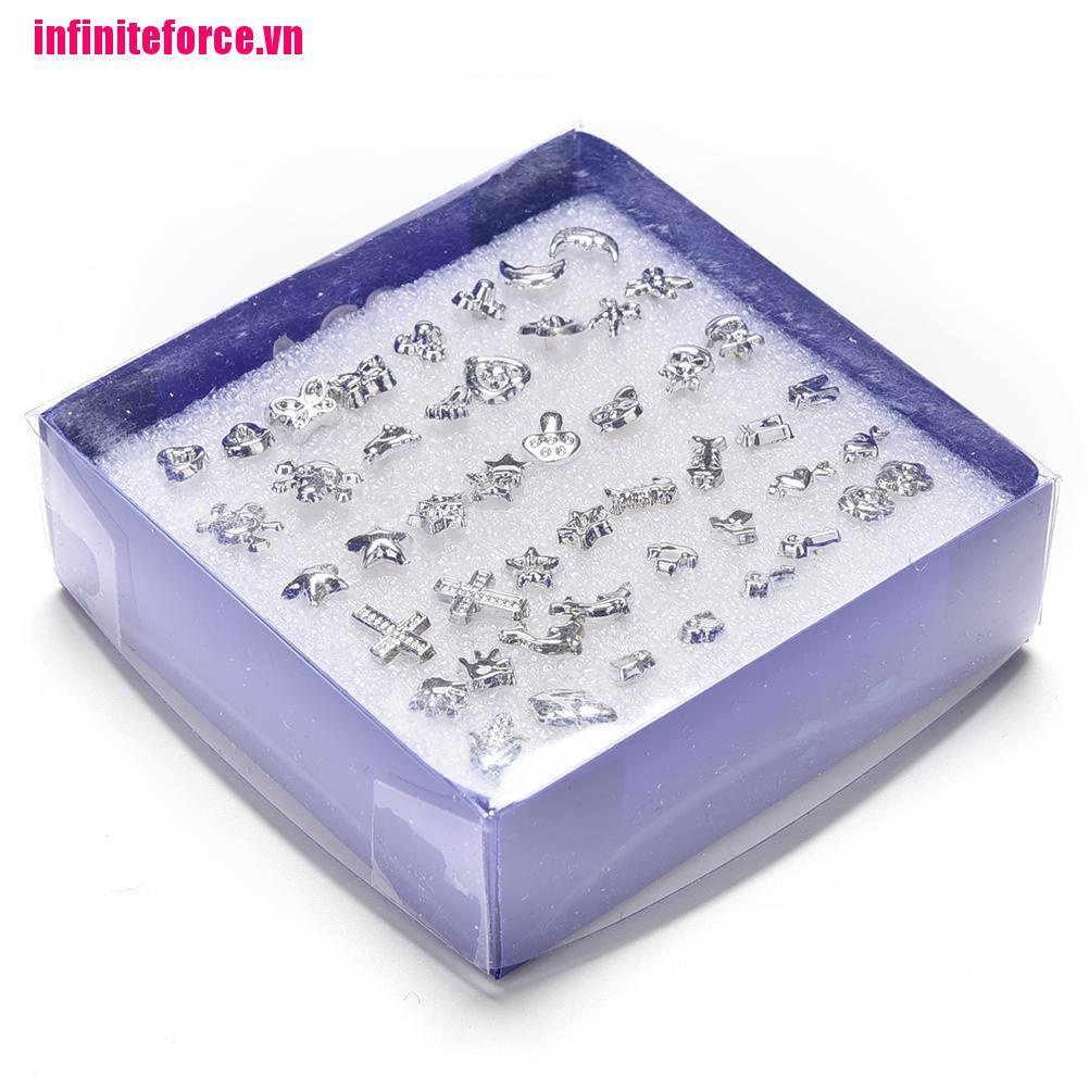 Bộ 24 Đôi Bông Tai Nhựa Mạ Bạc Thời Trang