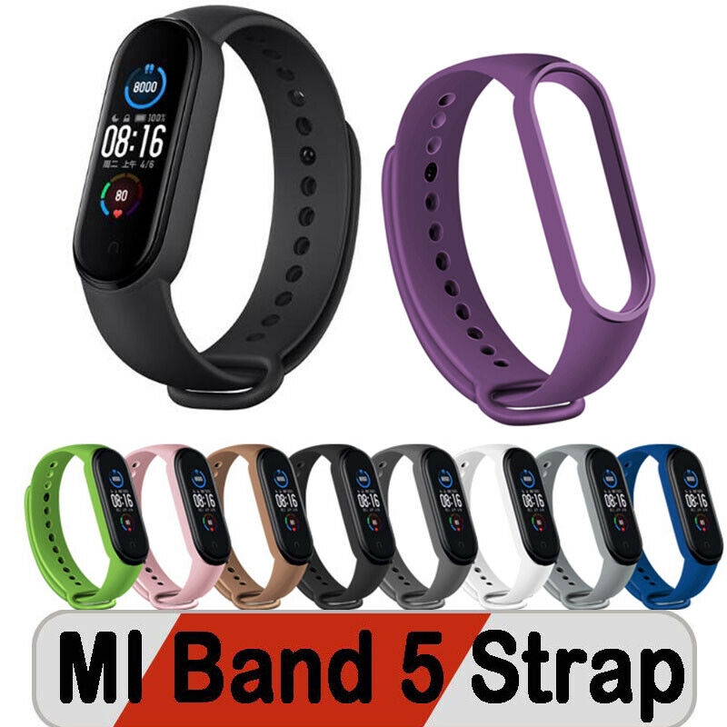 Dây Đeo Thay Thế Cho Cho Xiaomi Mi Band 5 Chất Liệu TPU Màu Trơn