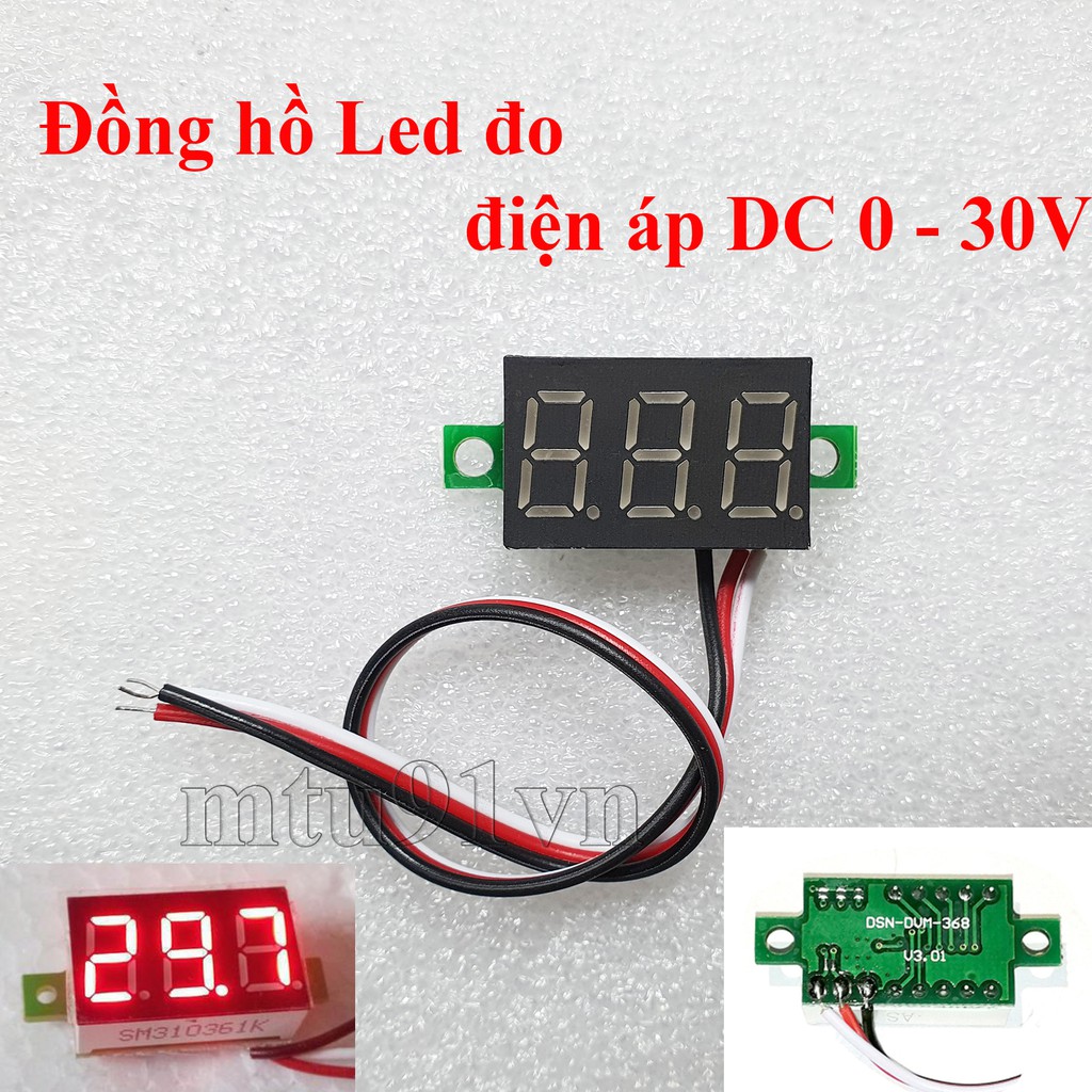 Vôn kế - Đồng Hồ Led Đo Áp - Volt DC 3 dây 0~30v 0.36 inch