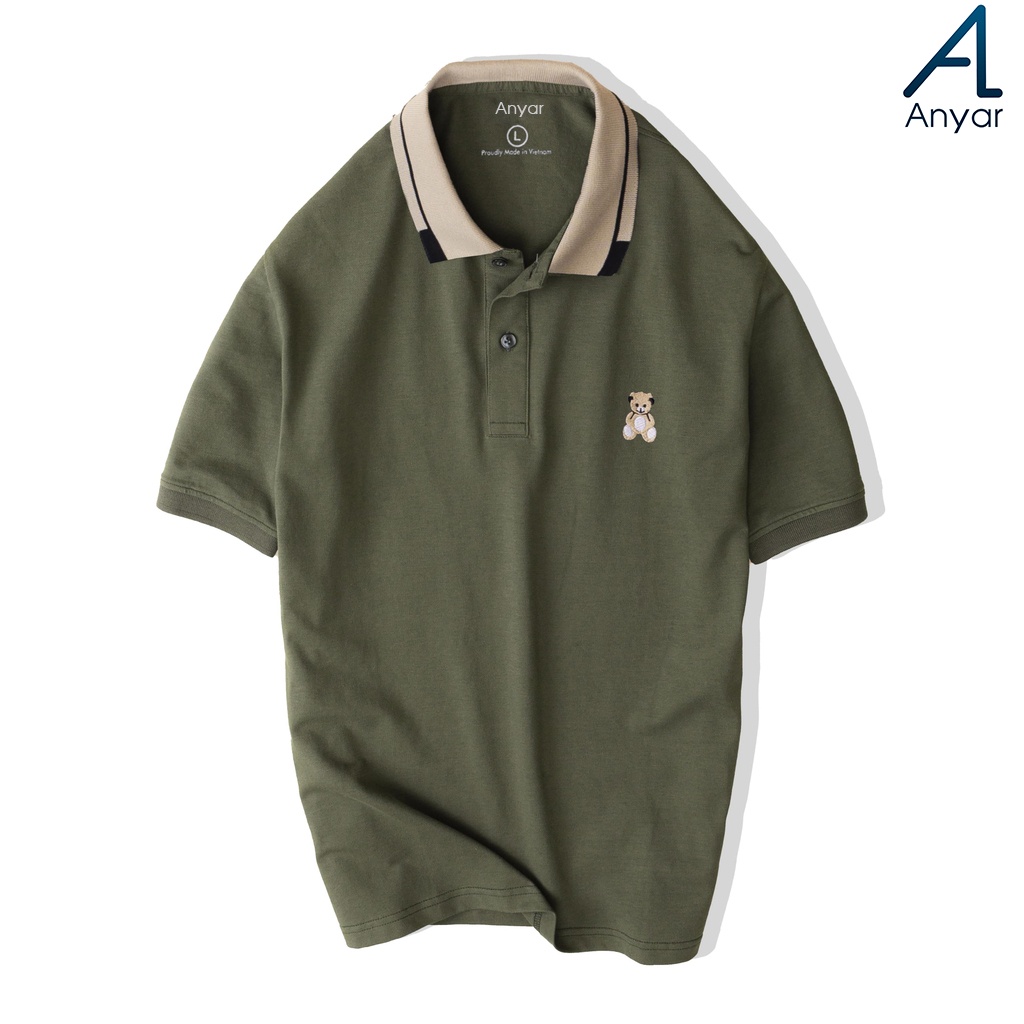 Áo Phông Nam POLO Teddy Cộc Tay Cao Cấp  || Thêu logo TEDDY hot Trend 2022  || Áo Thun Teddy Cổ Bẻ  –  ANYAR