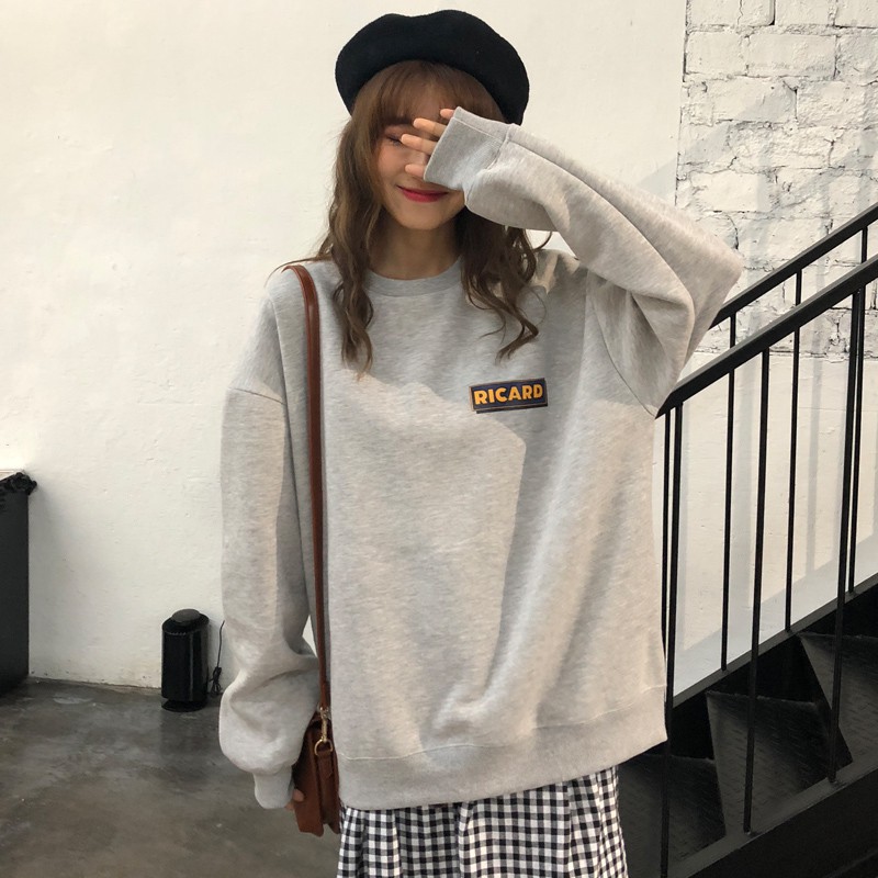 áo nỉ ulzzang áo nỉ nữ đẹp áo thu đông dày mịn form dáng rộng dài tay kiểu hàn quốc | BigBuy360 - bigbuy360.vn