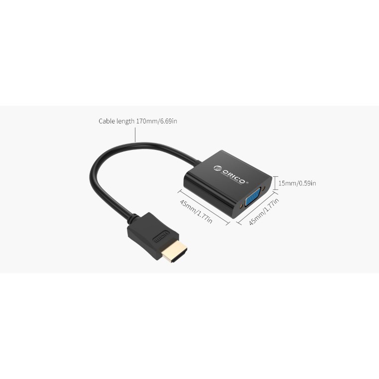 Bộ chuyển HDMI sang VGA ORICO DHTV-C20-BK - Hàng chính hãng