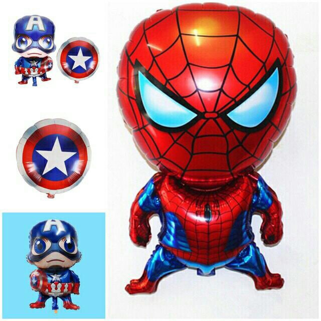 (kèm đèn led, bơm, keo) bóng trang trí sinh nhật siêu nhân, người nhện cho bé trai