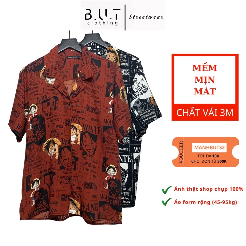 Áo sơ mi họa tiết ngắn tay LUFFY trơn mềm dành cho nam nữ | BUTCLOTHING