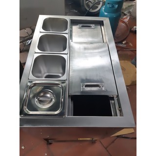 Thùng Đá Inox Có Khay Topping