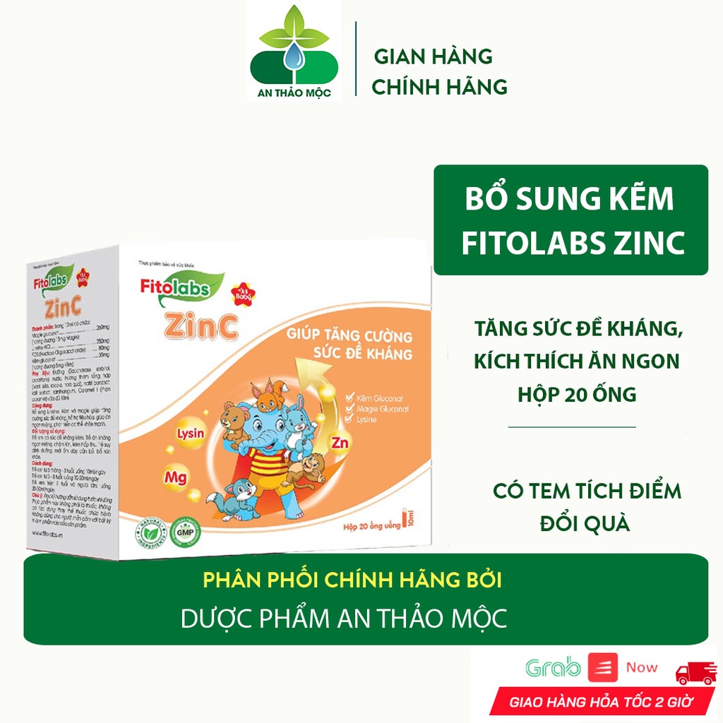 Siro Ống Bẻ Fitolabs ZinC Bổ Sung Kẽm Giúp Bé Tăng Đề Kháng Kích Thích Ăn Ngon Tiêu Hóa Tốt.Hộp 20 Ống