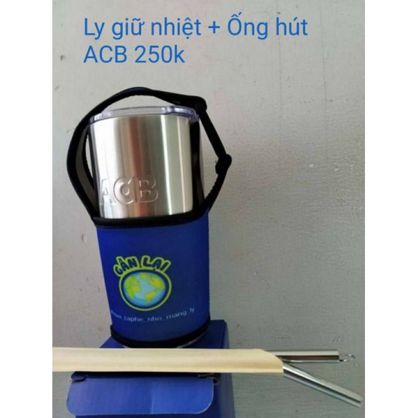 [Bộ quà tặng ACB bank] Ly giữ nhiệt Tomic 600ml kèm ống hút inox và túi vải môi trường