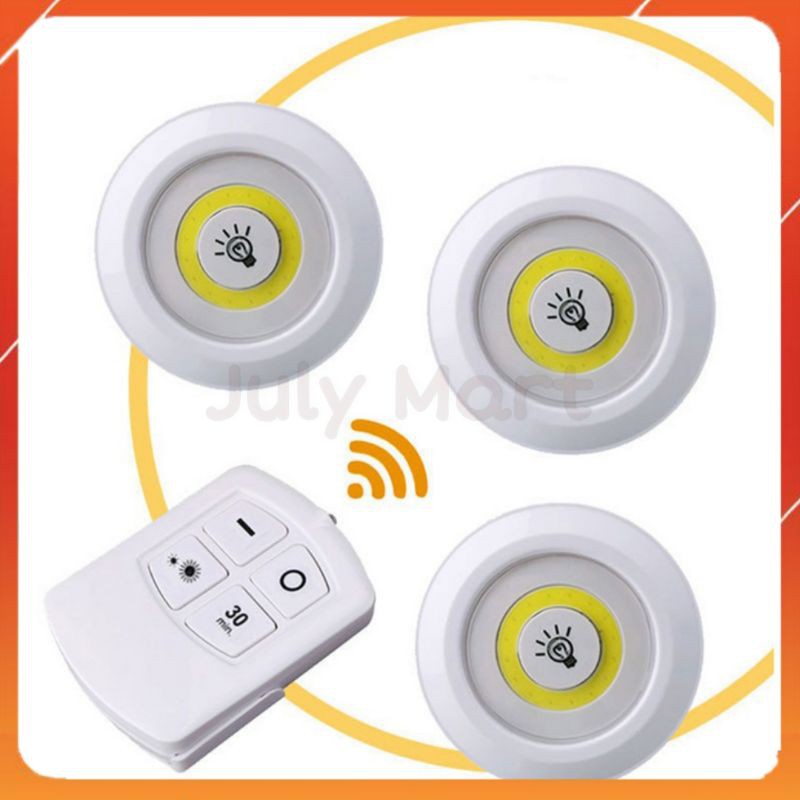 Bộ 3 Đèn LED Thông Minh Dán Tủ Dán Tường - Điều Khiển Từ Xa, Hẹn Giờ