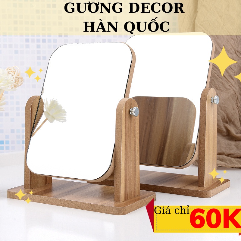 Gương Trang Điểm Để Bàn Khung Gỗ, Gương Để Bàn Vintage Decor