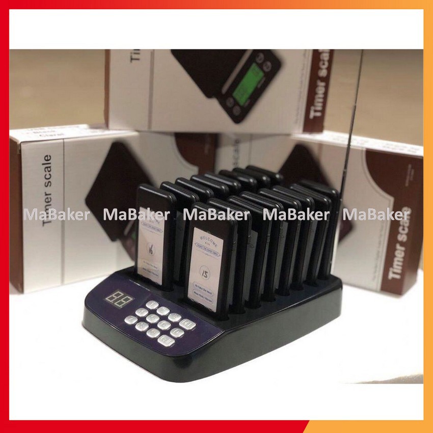 Bộ 16 thẻ rung, thiết bị tự phục vụ, gọi khách hàng tự nhận đồ cự li 30m, 50m - MaBaker