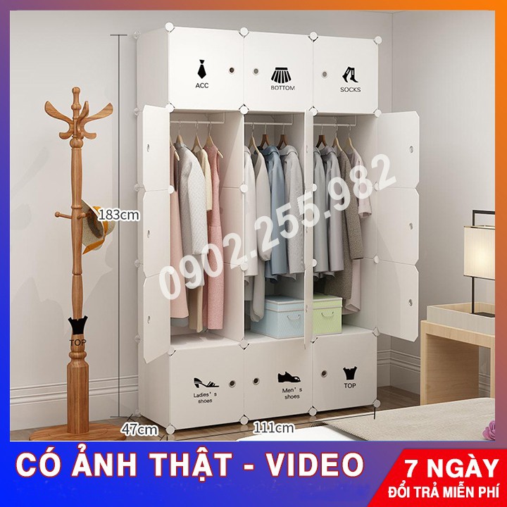 [GIÁ SỈ] - TỦ NHỰA THÔNG MINH ĐỂ TREO ĐỒ GIÁ RẺ 15 Ô VÁCH ĐEN 2 MẪU CỬA TRẮNG ĐỤC VÀ TRONG sâu 47cm