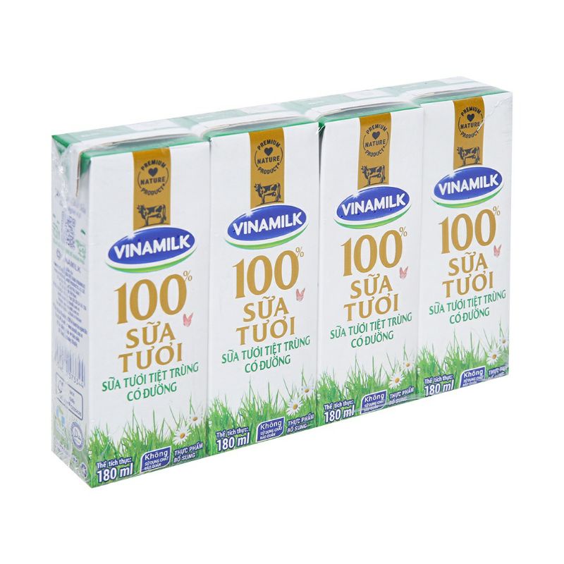 [ Combo 2 lốc] Sữa Tươi Vinamilk 100% lốc 4 hộp 180ml