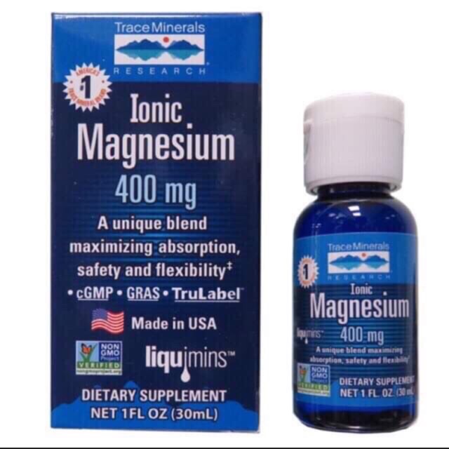 Ionic Magnesium 400mg (USA)(hàng chính hãng)(người cần bổ sung Magiê,bị chuột rút,căng thẳng,loạn nhịp tim,đau nữa đầu